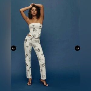 Reformation Julianna Floral Daisy Zip Straight Leg Jeans - Bonnie Size 23